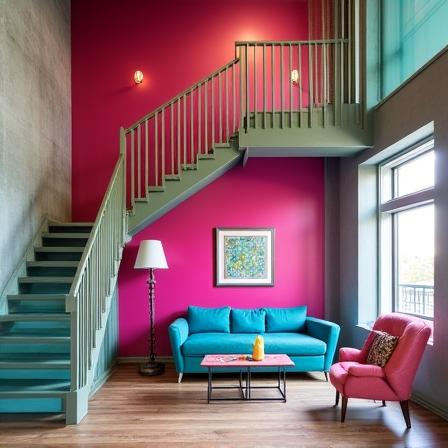 Interno di un loft moderno e colorato